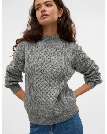 Pulover cu model torsade Universe, Gri melange