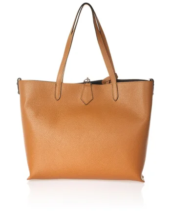 Geanta shopper de piele cu etui interior, Caramel
