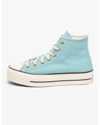 Pantofi sport flatform de piele intoarsa Chuck Taylor All Star, Turcoaz