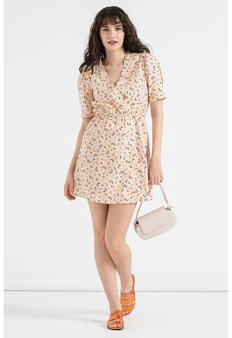 Rochie de bumbac cu imprimeu floral, Multicolor
