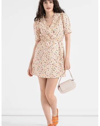Rochie de bumbac cu imprimeu floral, Multicolor