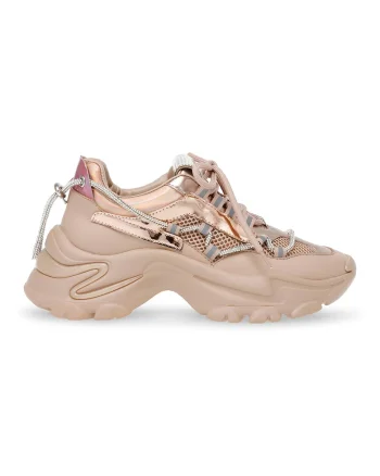 Pantofi sport masivi cu insertii de plasa Miracles, Auriu/Bej