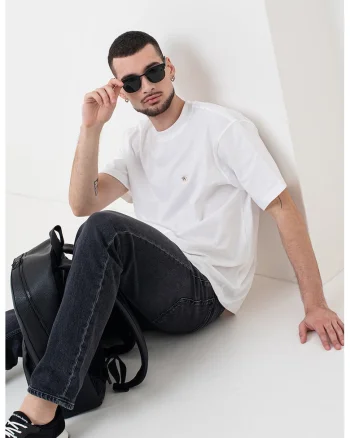 Tricou relaxed fit de bumbac, Alb optic