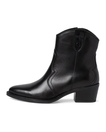 Botine cowboy cu fermoar, Negru