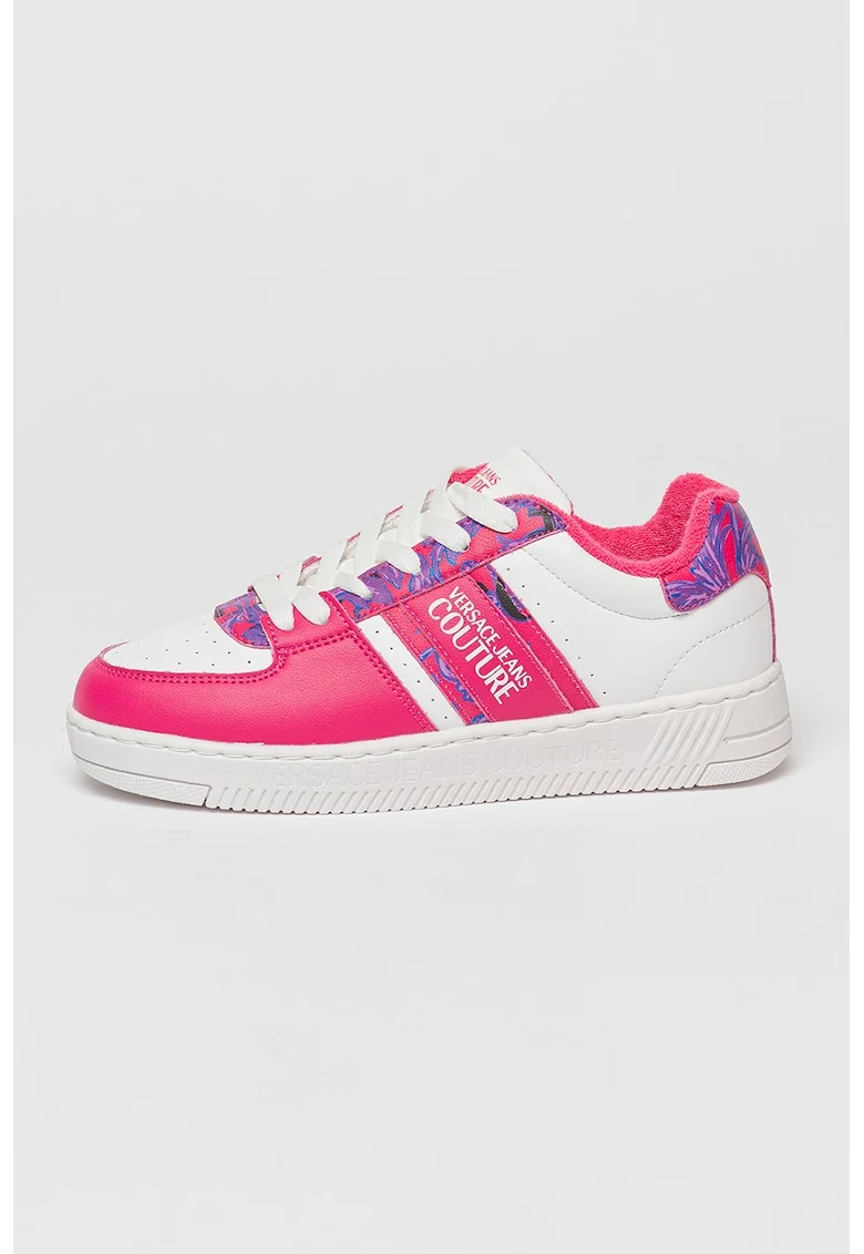 Pantofi sport de piele cu detalii logo Fondo Meyssa, Alb/Fucsia/Ametist