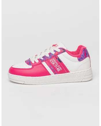 Pantofi sport de piele cu detalii logo Fondo Meyssa, Alb/Fucsia/Ametist