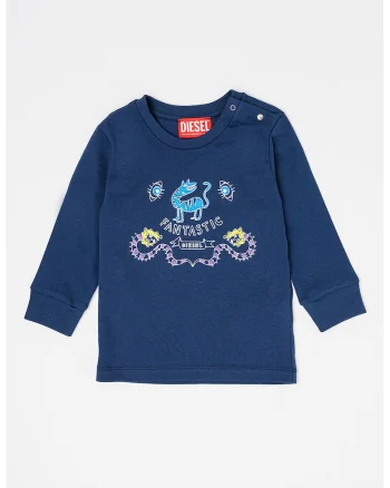 Bluza de bumbac cu imprimeu T-Etryb, Bleumarin