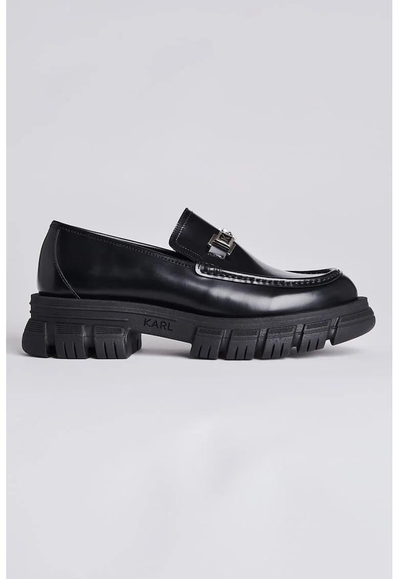 Pantofi loafer de piele lacuita, Negru