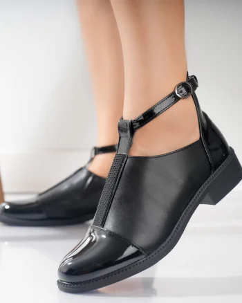 Pantofi dama casual Negri din Piele Ecologica Nava