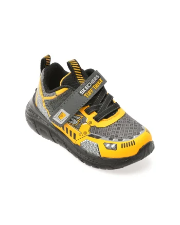 Pantofi sport SKECHERS galbeni, SKECH TRACKS, din material textil