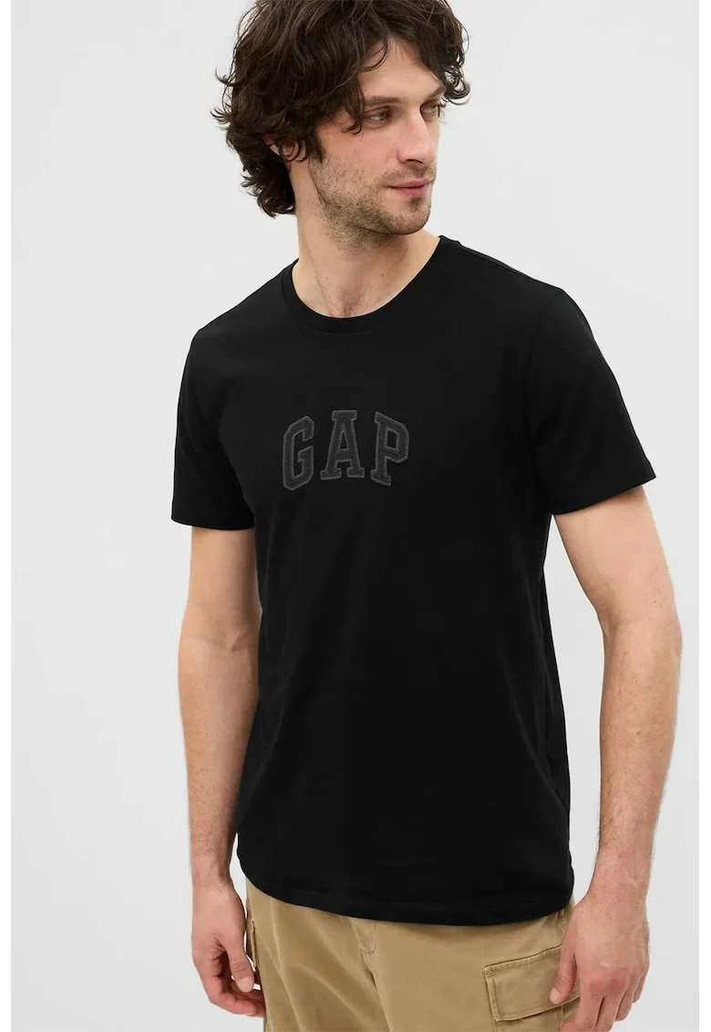 Tricou de bumbac cu logo, Negru