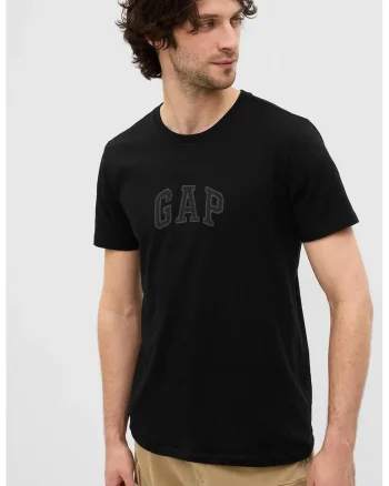 Tricou de bumbac cu logo, Negru