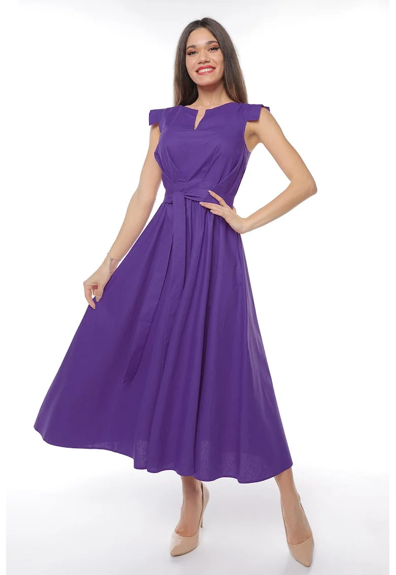 Rochie midi din bumbac cu un cordon, Ametist