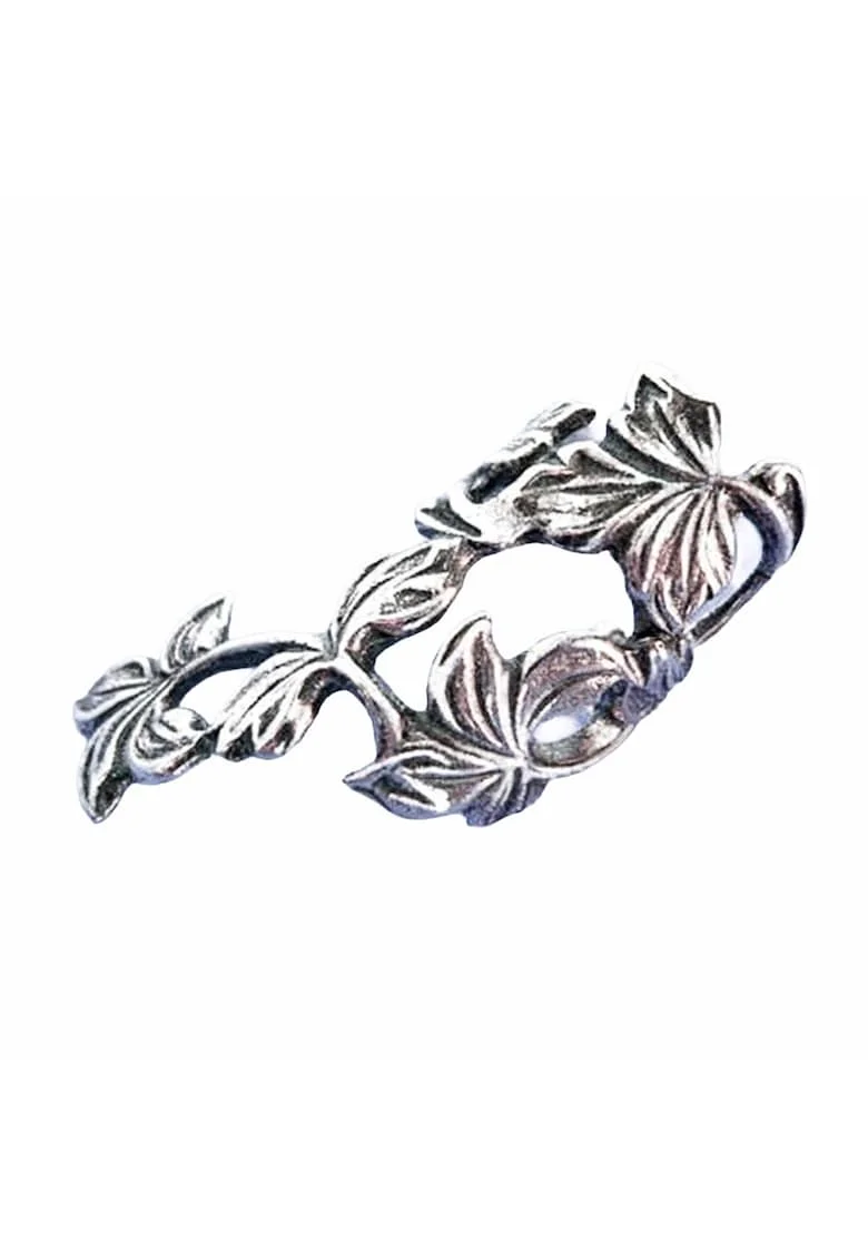 Cercei ear cuff, argintii, cu frunzulite, Thordis C5,