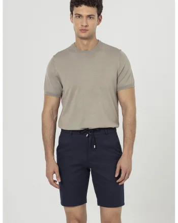 Pantaloni scurti cu model texturat si snur in talie, Albastru ultramarin