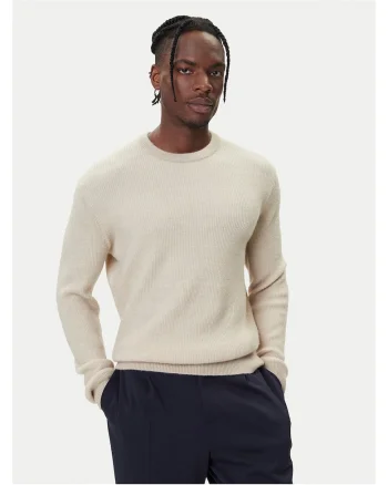Pulover barbati,  M5BR20Z0482 FNI0, culoare bej, material tricotat,