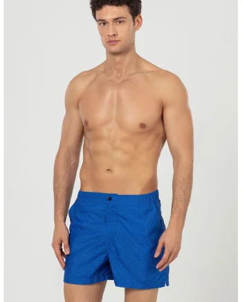 Pantaloni scurti de baie cu buzunare laterale, Albastru royal/Gri inchis