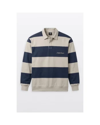 Bluza sport cu guler polo si imprimeu in dungi