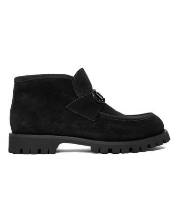Ghete dama,  piele naturala, negru, zabala decorativa,