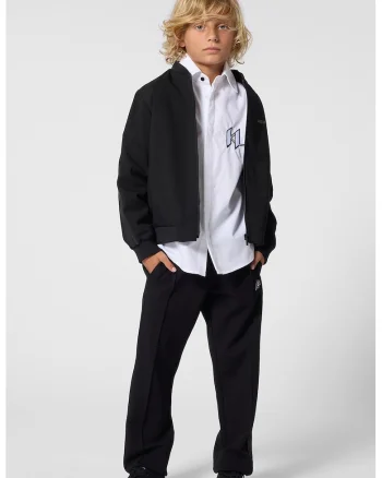 Bluza de trening cu fermoar si logo, Negru