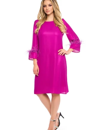 Rochie cu decolteu rotund Paris, Roz deschis