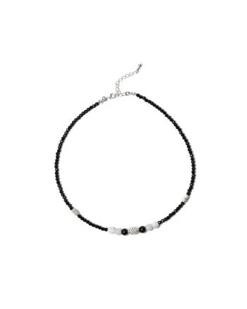 Colier Choker  din pietre naturale de Spinel negru cu accesorii si sistem de inchidere din Argint 925