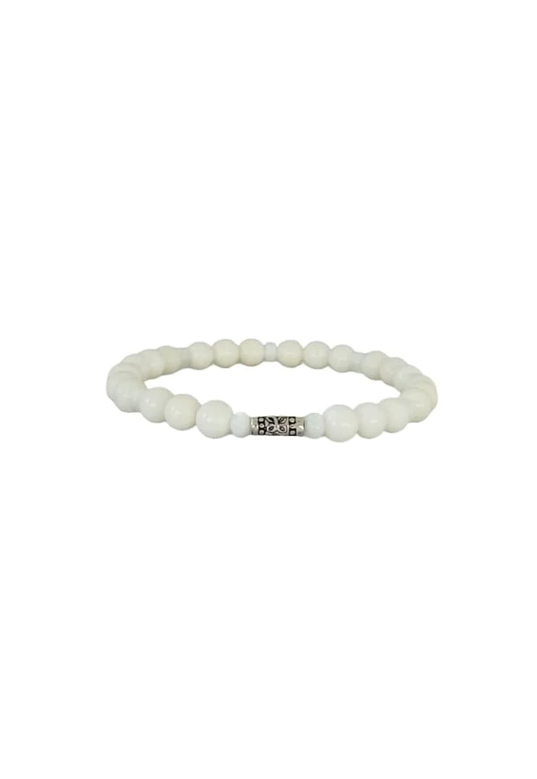 Bratara  din pietre naturale albe de Coral cu accesorii din Argint 925, Cindy, 17-