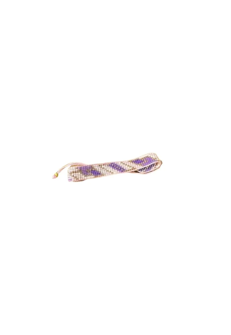 Bratara snur dama,  din margele Miyuki mov impletita manual, 13+6 cm