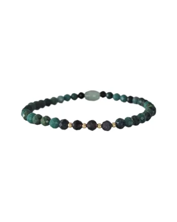 Bratara femei  din Smarald African, Obsidian si Jad Verde cu Argint placat cu Aur, 17-18 cm