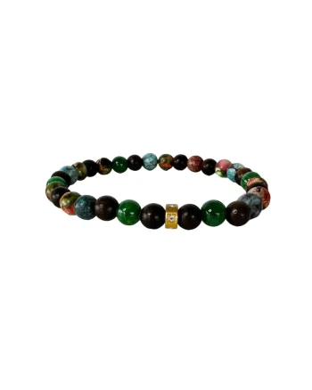 Bratara barbati colorata  din margele Emperor Stone si Lemn de Santal, 19 cm