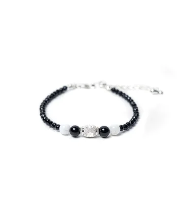 Bratara dama  din pietre naturale de Spinel negru cu accesorii si sistem de inchidere din Argint 925