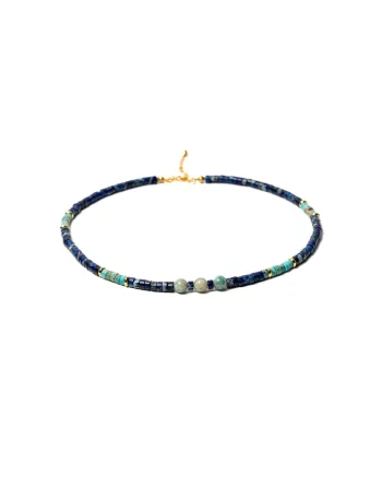 Colier choker  din pietre naturale de Sediment de Jasp, inchidere din Argint 925 placat cu Aur 14K