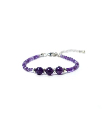 Bratara dama,  din pietre naturale de Ametist, inchidere si accesorii din argint 925