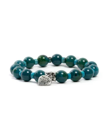 Bratara handmade dama,  din pietre semipretioase Pheonix Stone Clarissa, Sfere de 8mm, albastru-verde,