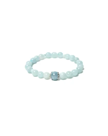Bratara dama,  din cristale de Acvamarin si Angelit, cu accesorii din Argint 925, 17-18cm