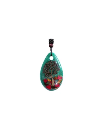 Pandantiv orgonic luminos,  cu Copacul Vietii, Ochi de Tigru si Coral Rosu Darsh, 5x3cm