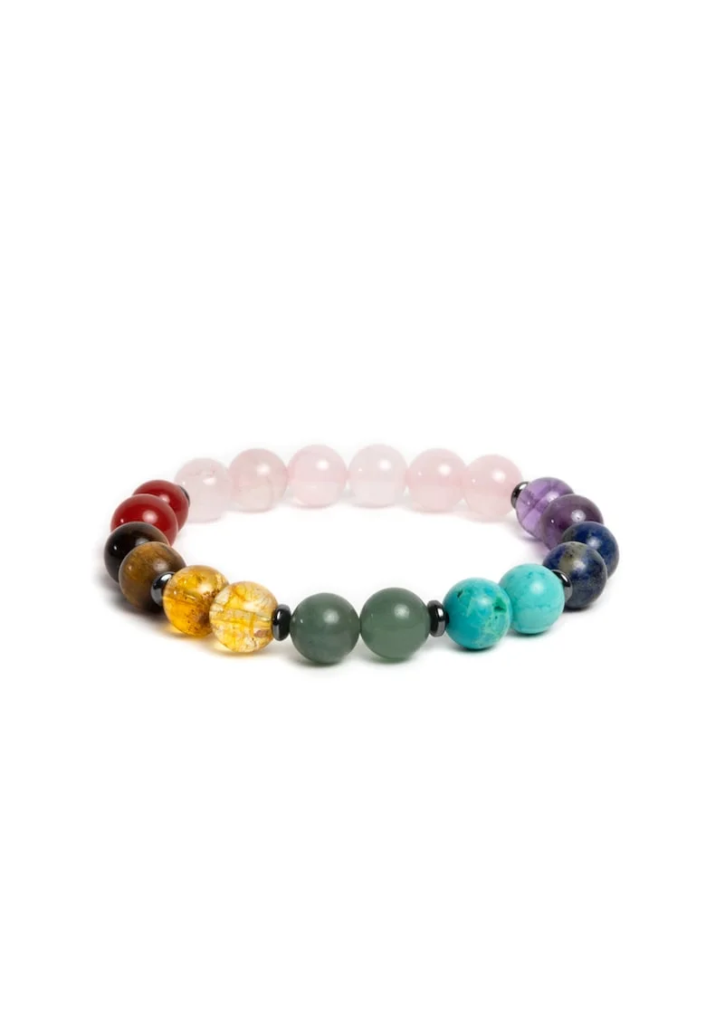 Bratara 7 Chakre Makara,  din cristale,, Roz/Multicolor