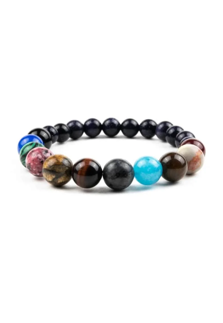 Bratara ”8 PLANETS”,  cu margele din pietre naturale semnificand Planetele Galaxiei, multicolor, 17-18