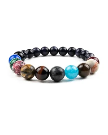 Bratara ”8 PLANETS”,  cu margele din pietre naturale semnificand Planetele Galaxiei, multicolor, 17-18