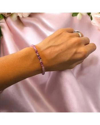 Bratara femei  Arabella din rodonit si jad roz, argint placat roz gold 925