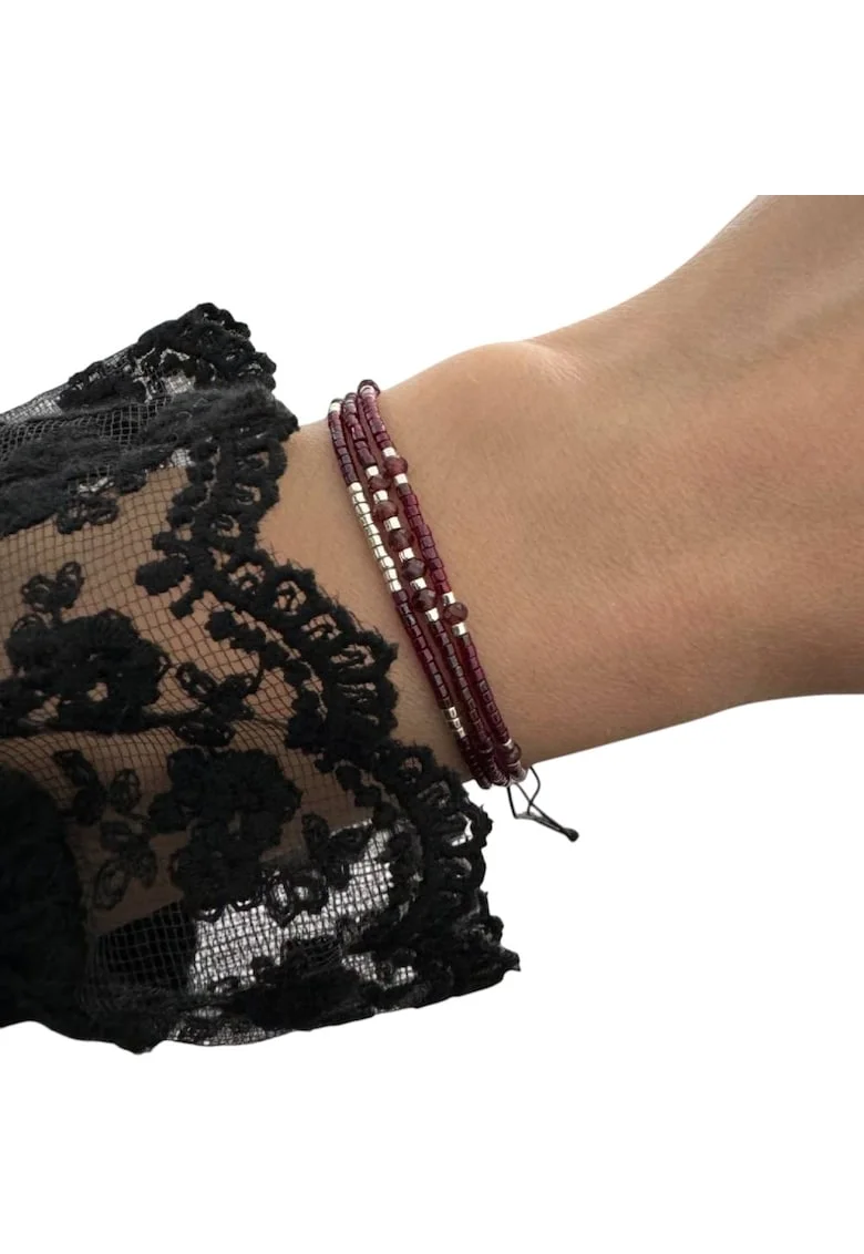 Bratara handmade  Inaya 3 straturi, cristale Granat, sticla, multicolor