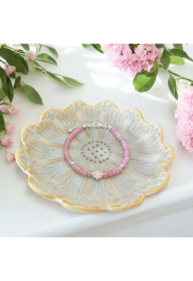 Bratara argint eleganta Anita din cristale de Jad Roz si accesorii din argint 925