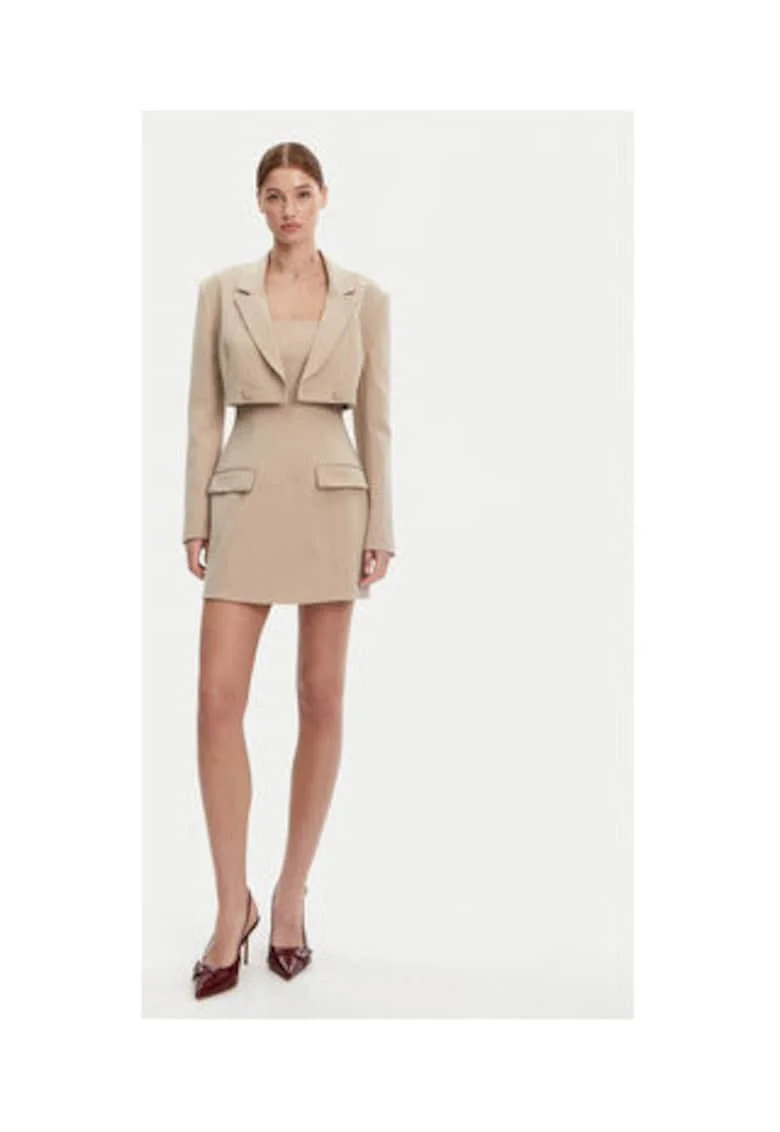 Rochie  model 59806DB, bej, 65% poliester