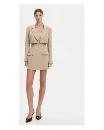 Rochie  model 59806DB, bej, 65% poliester