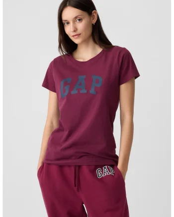 Tricou din bumbac cu logo, Visiniu