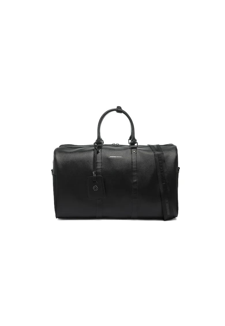 Geanta duffle din piele ecologica cu bareta de umar din material textil Nimbus, Negru