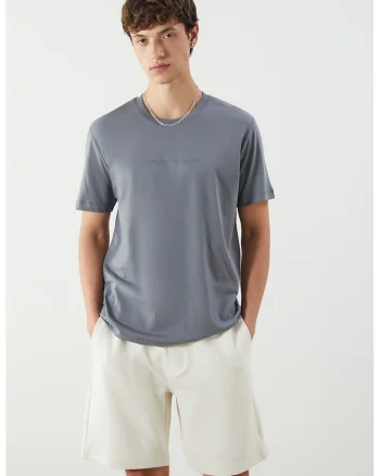 Tricou cu imprimeu text, Gri