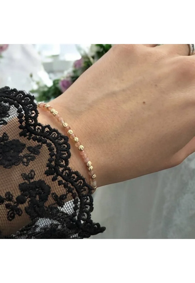 Bratara dama eleganta cu piatra soarelui Lila din argint placat cu aur 925