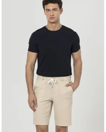 Bermude chino cu talie ajustabila, Maro camel