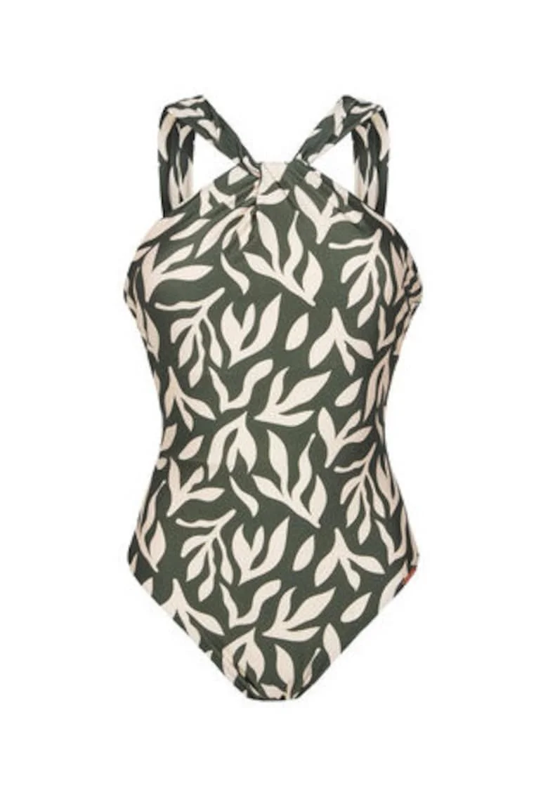 Costum de baie dama,  bej/verde, 82% poliamida, 18% elastan, Verde/Bej